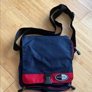 Derek Alexander Navy and Red Messenger Bag